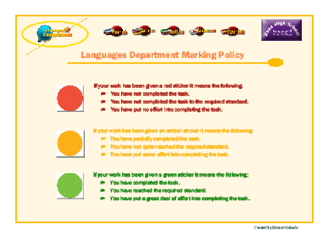 Postcard for students to know the marking policy